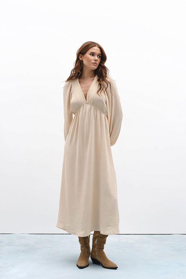 Open back maxi dress in light beige colour back01/04 № 3