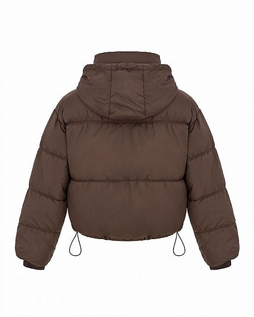 Short down jacket with hood brown - №2