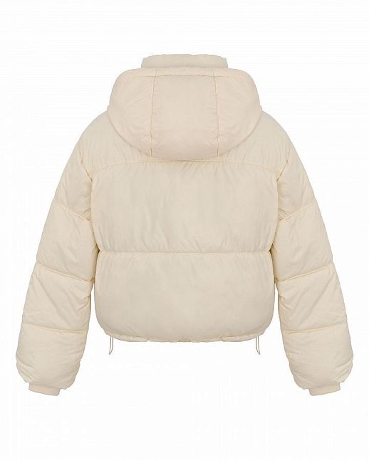 Short down jacket with hood ivory - №2