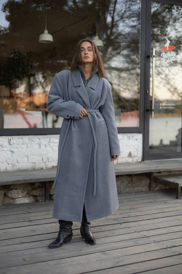 Belt-stripe maxi overcoat   № 3