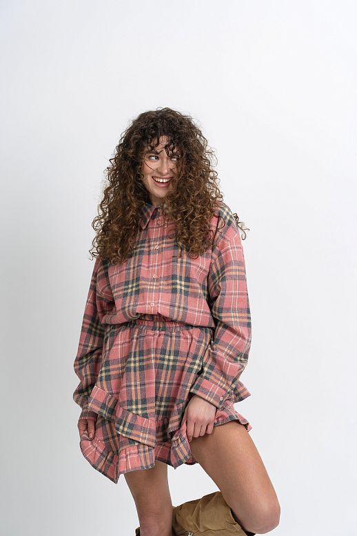 Plaid mini skirt pink - №2