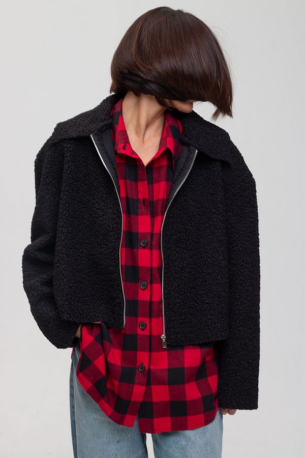 Black fur jacket SHB04  № 3