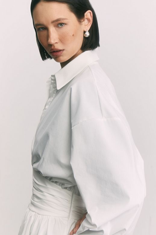 Shirt dress on buttons ivory - №2
