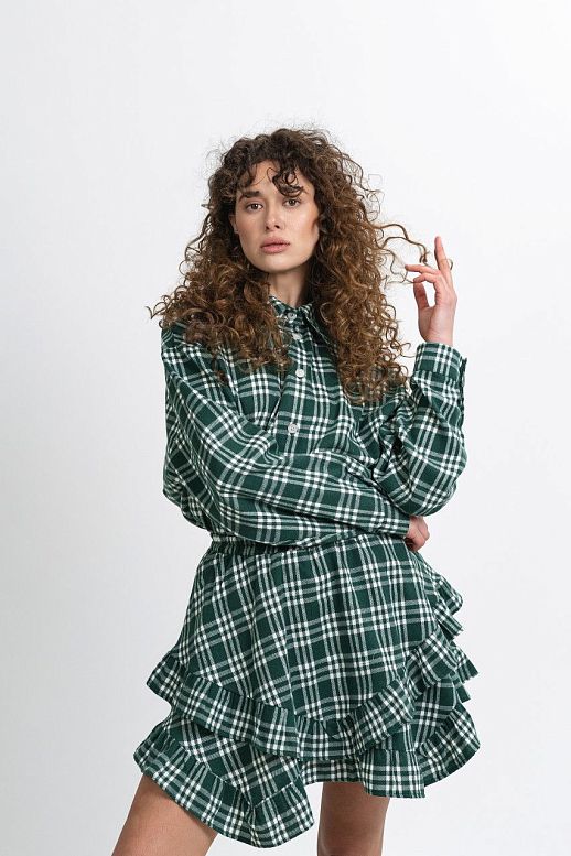 Plaid mini skirt green - №2