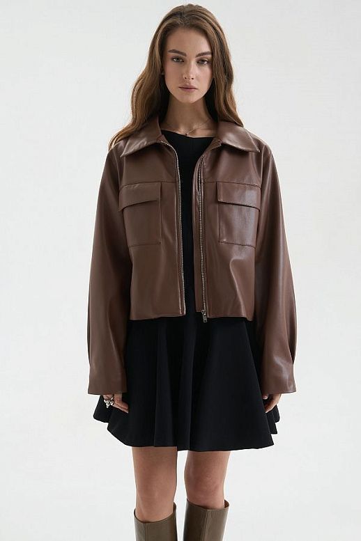 Brown eco leather jacket - №2