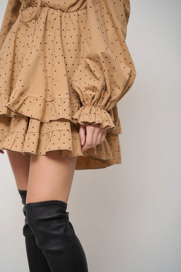 Cotton dress beige in black peas D0923/1/20 № 2