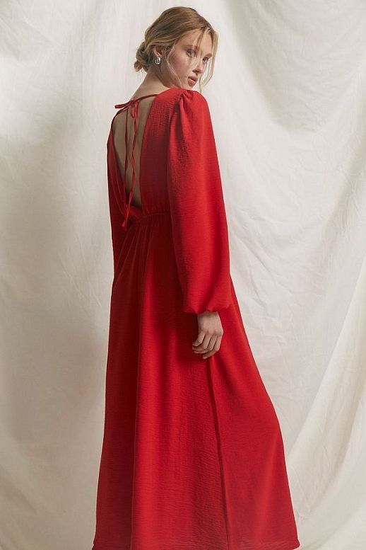Open back maxi dress in red colour - №2