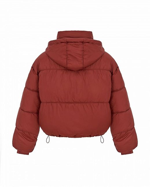 Short down jacket with hood burgundy - №2