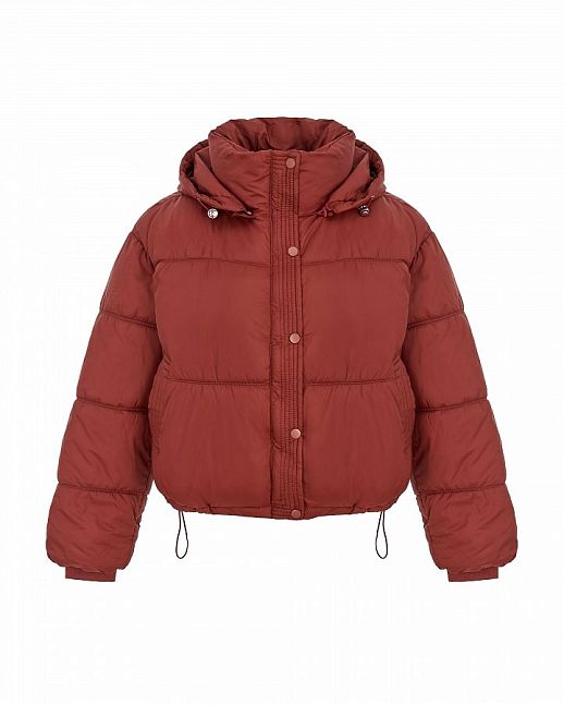 Short down jacket with hood burgundy