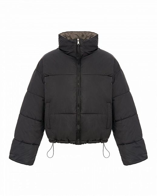 Short two-sided down jacket black