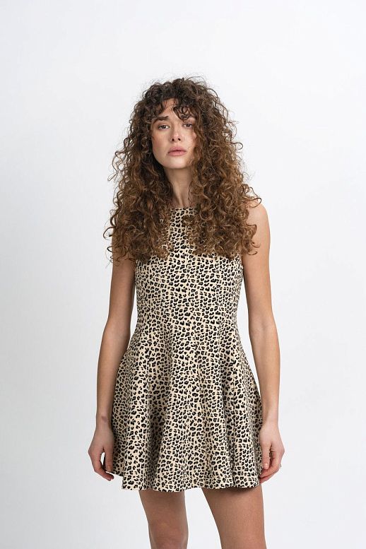 Mini dress with leopard print