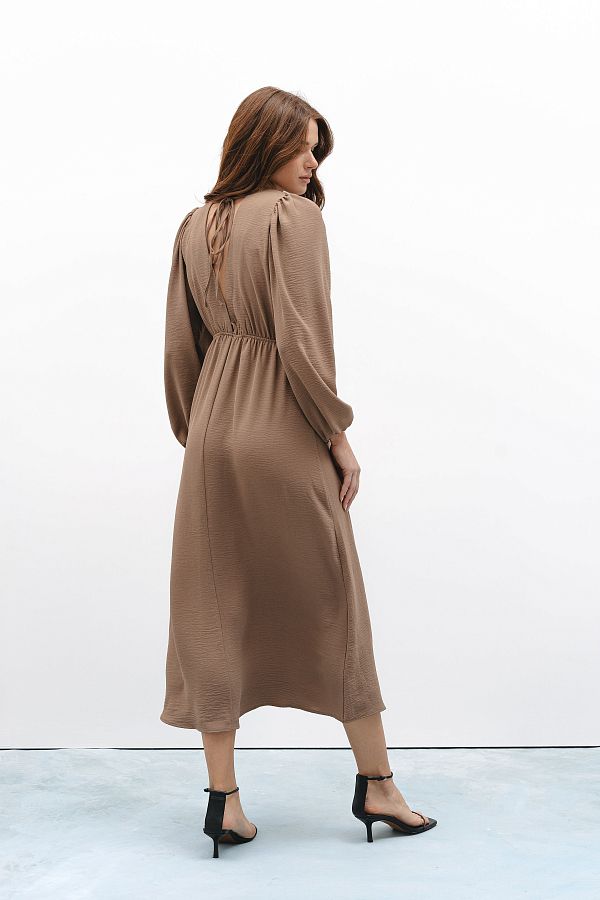 Open back maxi dress in dark beige colour back01/05 № 2
