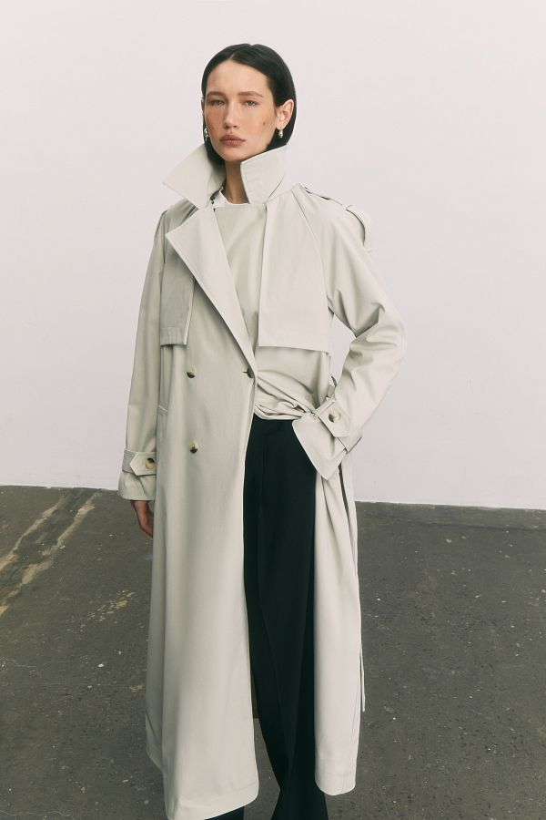 Beige cotton trench with lining С0523/4  № 1