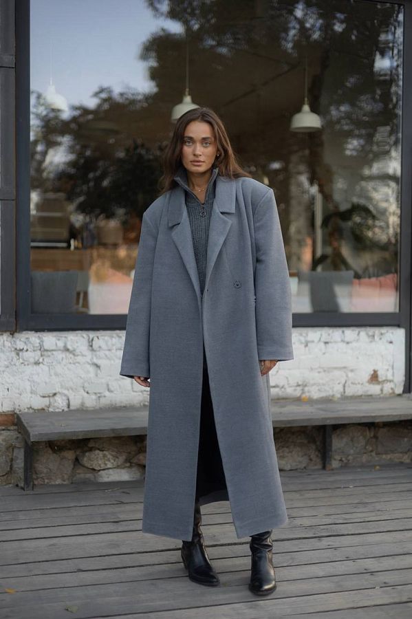 Belt-stripe maxi overcoat   № 1