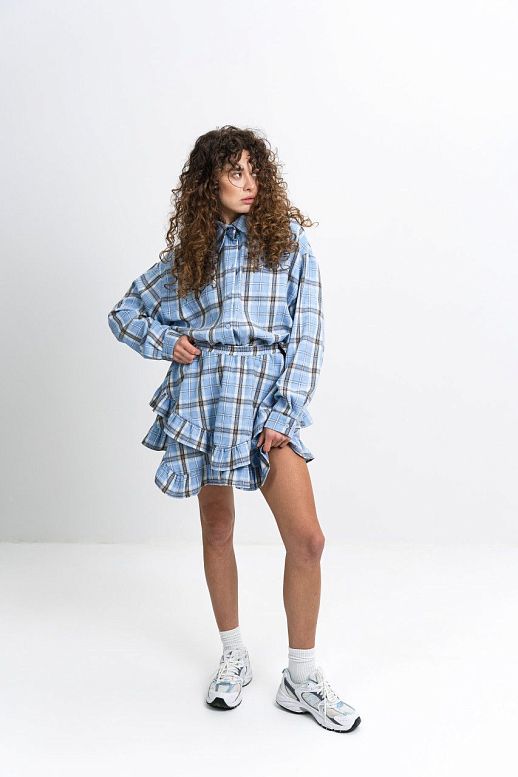 Plaid mini skirt blue