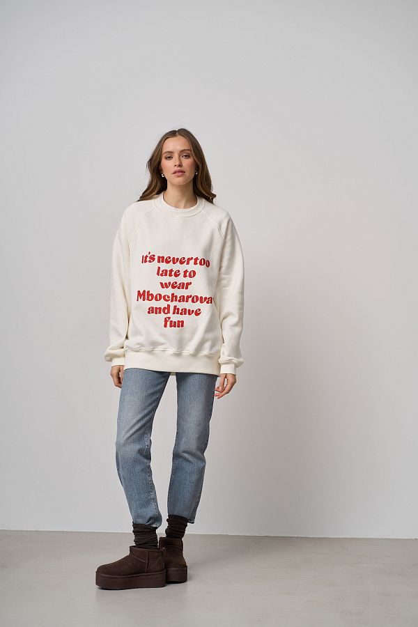 Ivory sweatshirt with print SV01/5 № 5