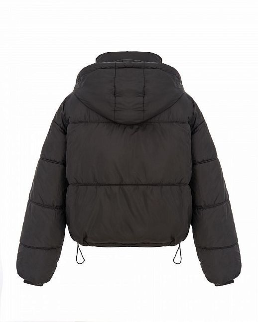 Short down jacket with hood black - №2