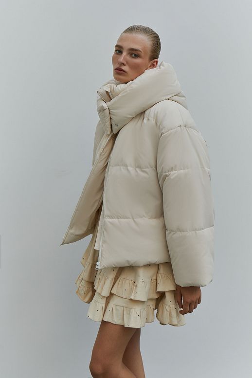 Ivory cropped coat with zipper - №2