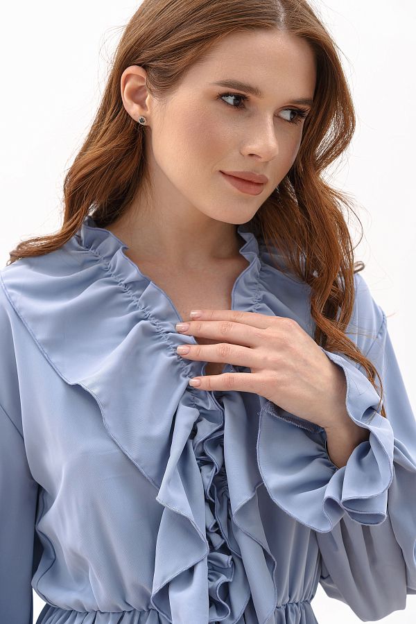 Mini dress blue with flounces flouns01/05 № 2