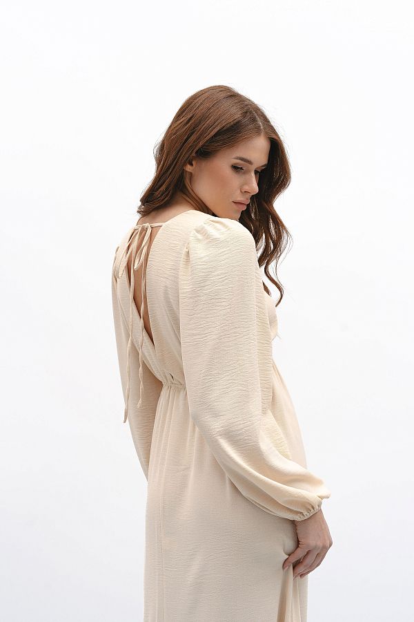 Open back maxi dress in light beige colour back01/04 № 2