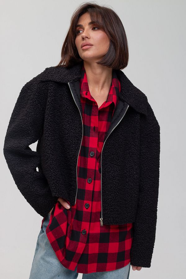 Black fur jacket SHB04  № 1