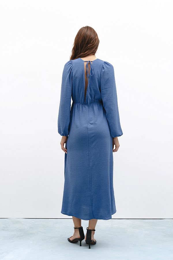 Open back maxi dress in blue colour back01/06 № 3