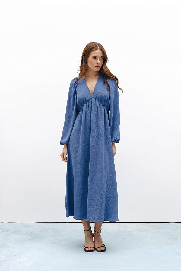 Open back maxi dress in blue colour back01/06 № 1
