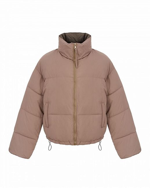 Short two-sided down jacket beige