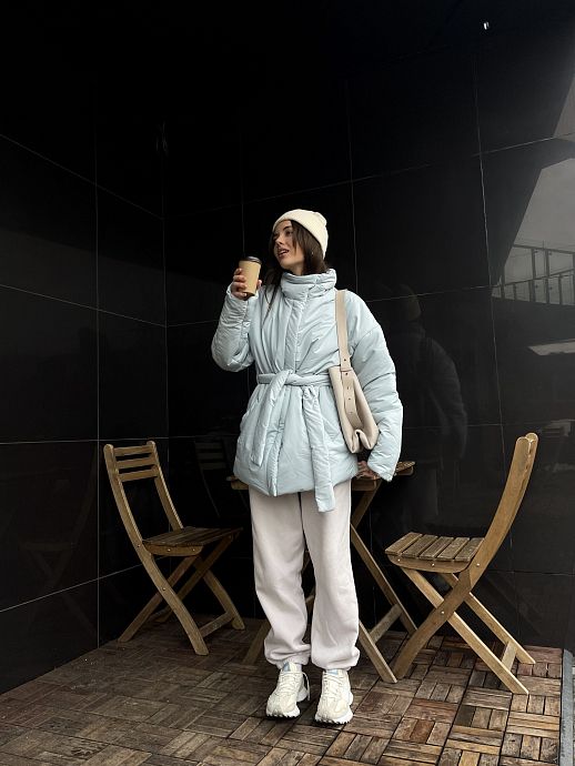 Coat with strap in blue color - №2