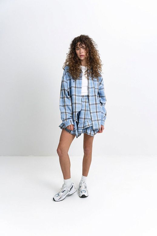 Oversized plaid shirt blue