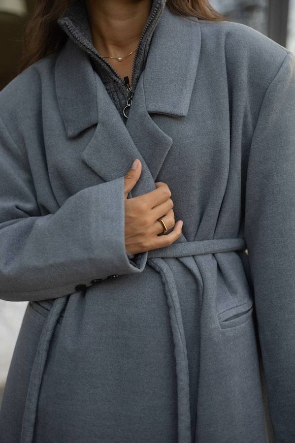 Belt-stripe maxi overcoat   № 2