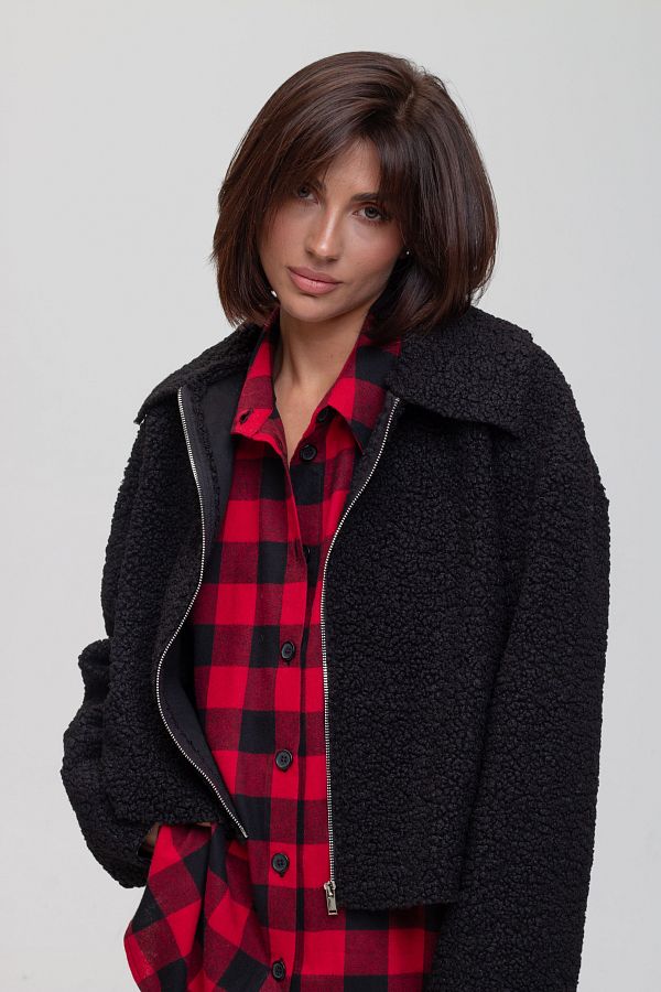 Black fur jacket SHB04  № 2