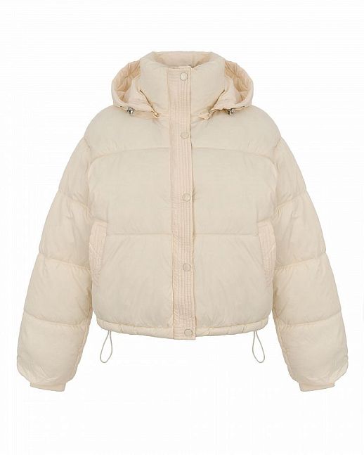 Short down jacket with hood ivory