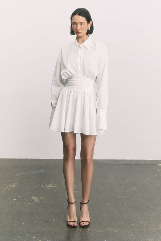 Shirt dress on buttons ivory