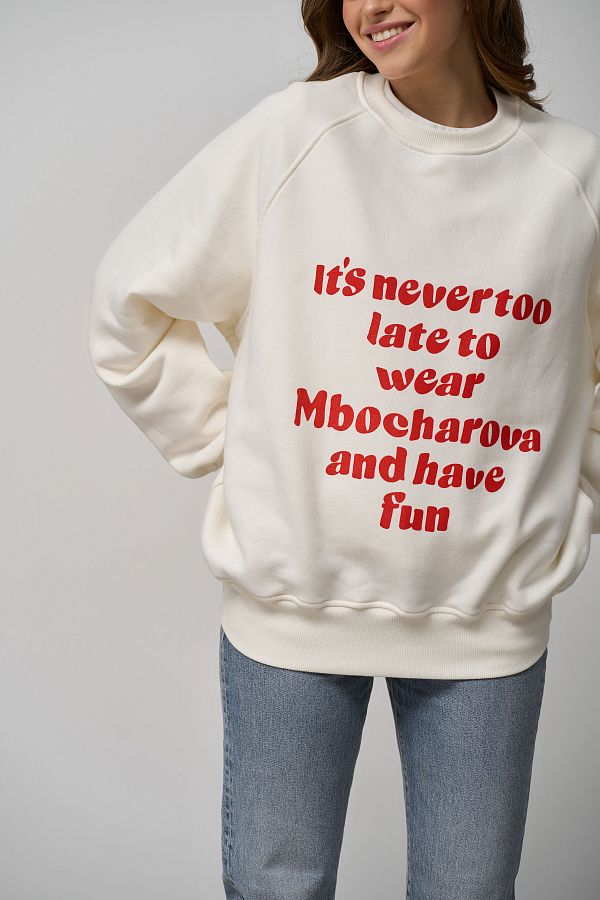 Ivory sweatshirt with print SV01/5 № 1