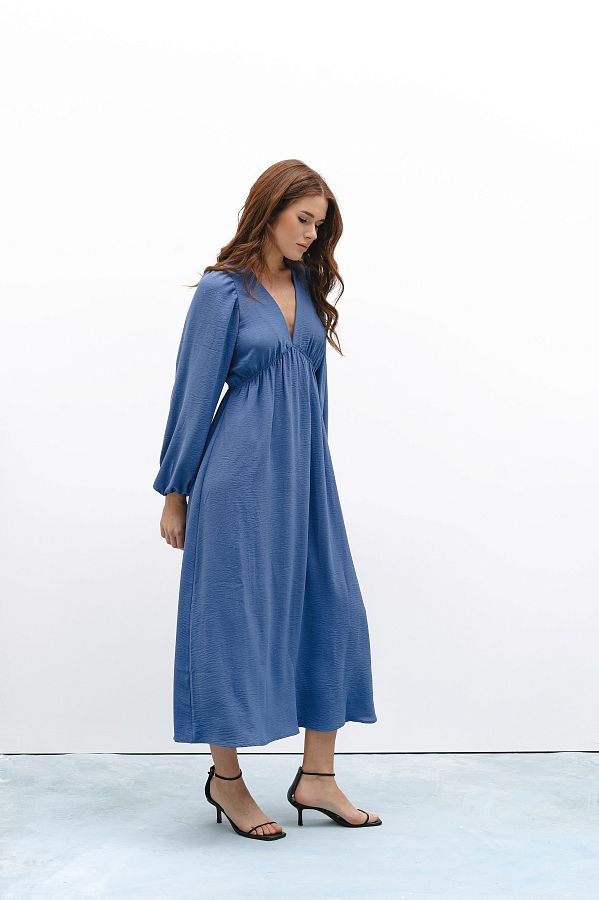 Open back maxi dress in blue colour back01/06 № 2