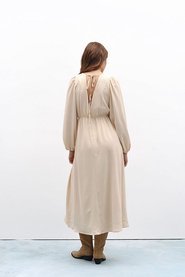 Open back maxi dress in light beige colour back01/04 № 5