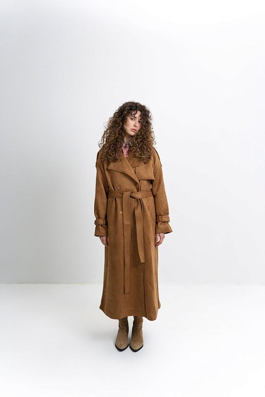 Ginger suede trench with lining