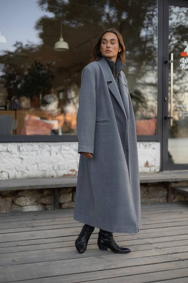 Belt-stripe maxi overcoat   № 4