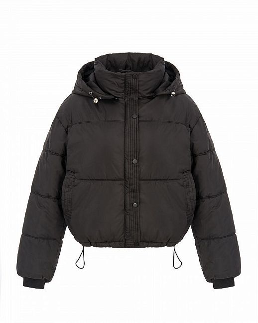 Short down jacket with hood black