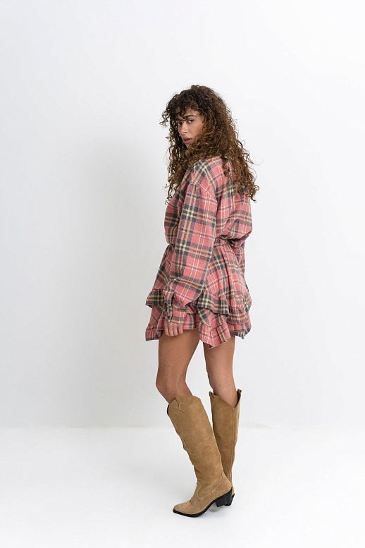 Oversized plaid shirt pink - №2