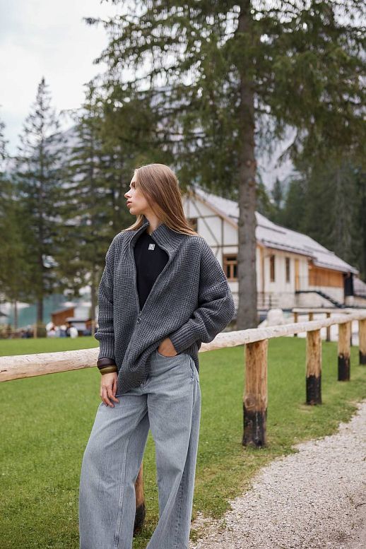 Grey cardigan with zipper - №2