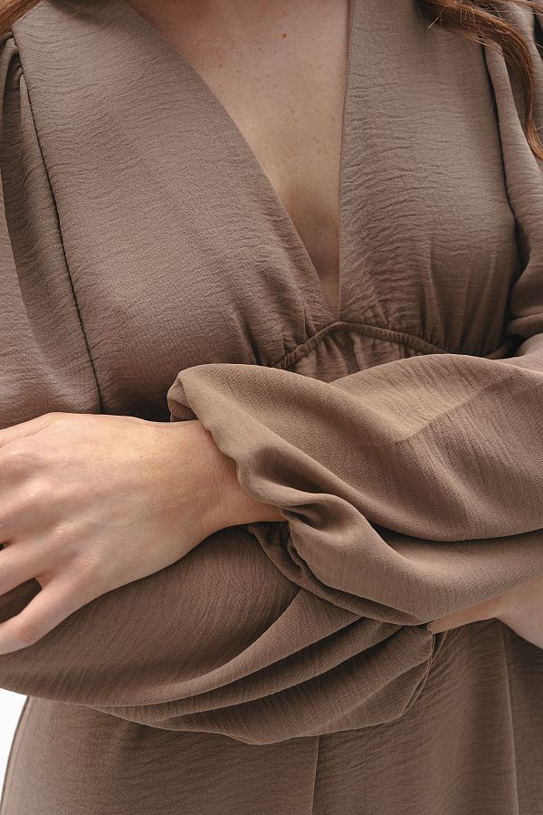 Open back maxi dress in dark beige colour back01/05 № 3