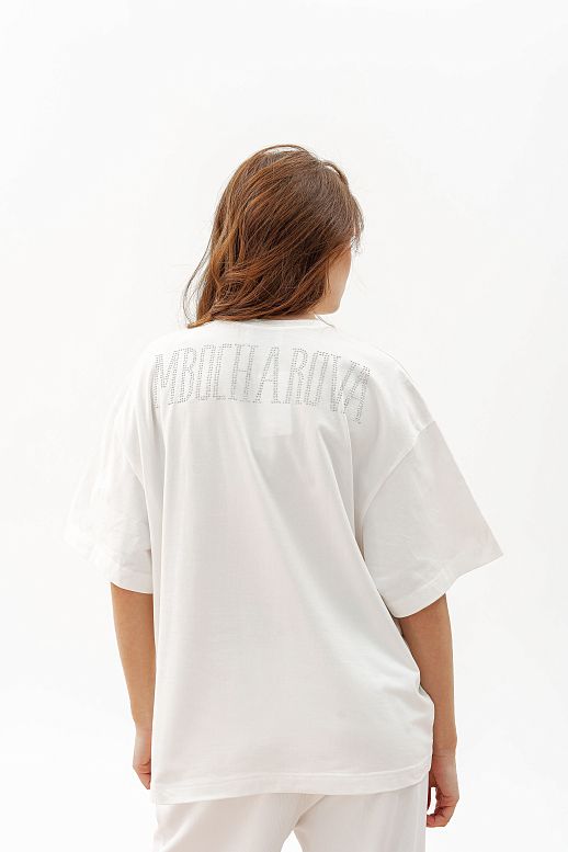 T-shirt with rhinestones white - №2