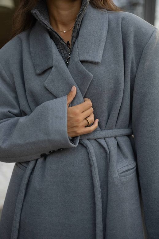 Belt-stripe maxi overcoat